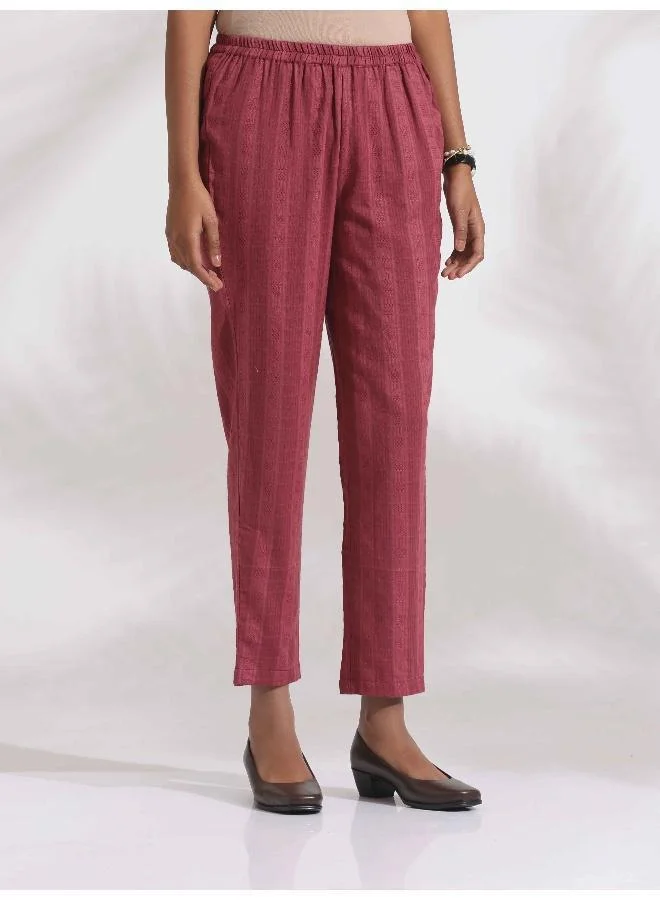 trueBrowns Maroon Cotton Flared Kurta Set