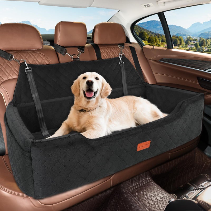 HEGGCOOE Large Dog Car Seat Under 100 lbs Washable Dog Car Bed for 2 Medium Dogs Detachable Pet Booster Seat with Storage Pocket and Seat Belt for Back Seat Dog Travel Bed - Image 2
