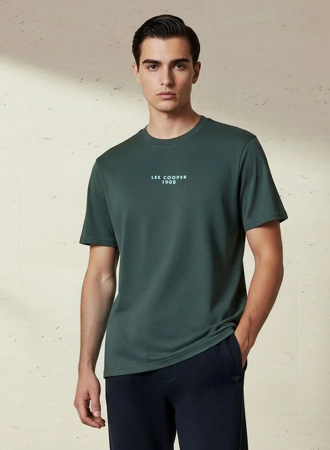 لي كوبر Lee Cooper Men Regular Fit Crew Neck Short Sleeve Printed T Shirt