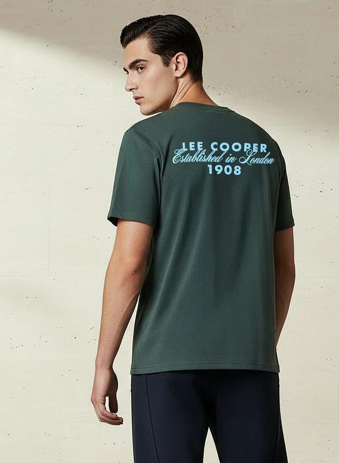 Lee Cooper GREEN Lee Cooper Men Regular Fit Crew Neck Short Sleeve Printed T Shirt for Men | Best Price UAE