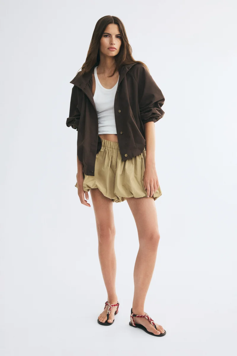 H&M  Balloon-sleeved funnel-collar jacket for Women | Best Price UAE