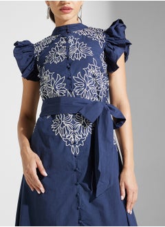 Frock and Frill Embellished Ruffles Midi Dress  - Image 3