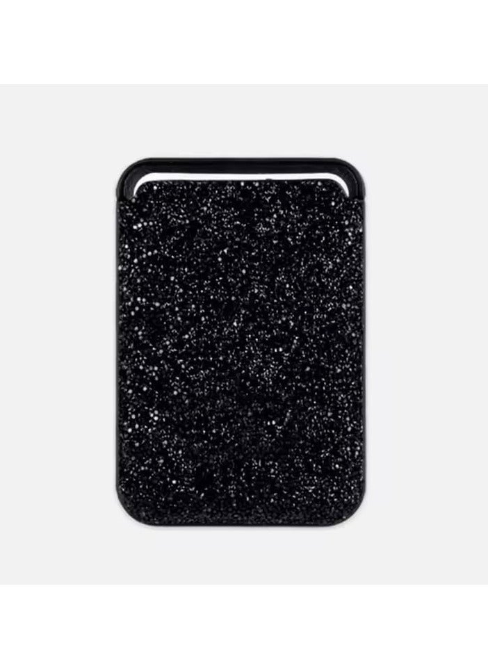 Magnetic Leather Wallet Case with Card Holder, MagSafe Compatible, Glitter Diamond Design for iPhone Pro Max (Diamond Black) - Image 1