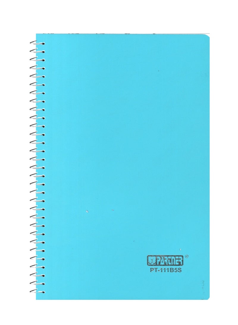 PARTNER 1-Piece B5 Size Spiral Binded Single Line Notebook With Plastic Cover Light Blue - Image 1