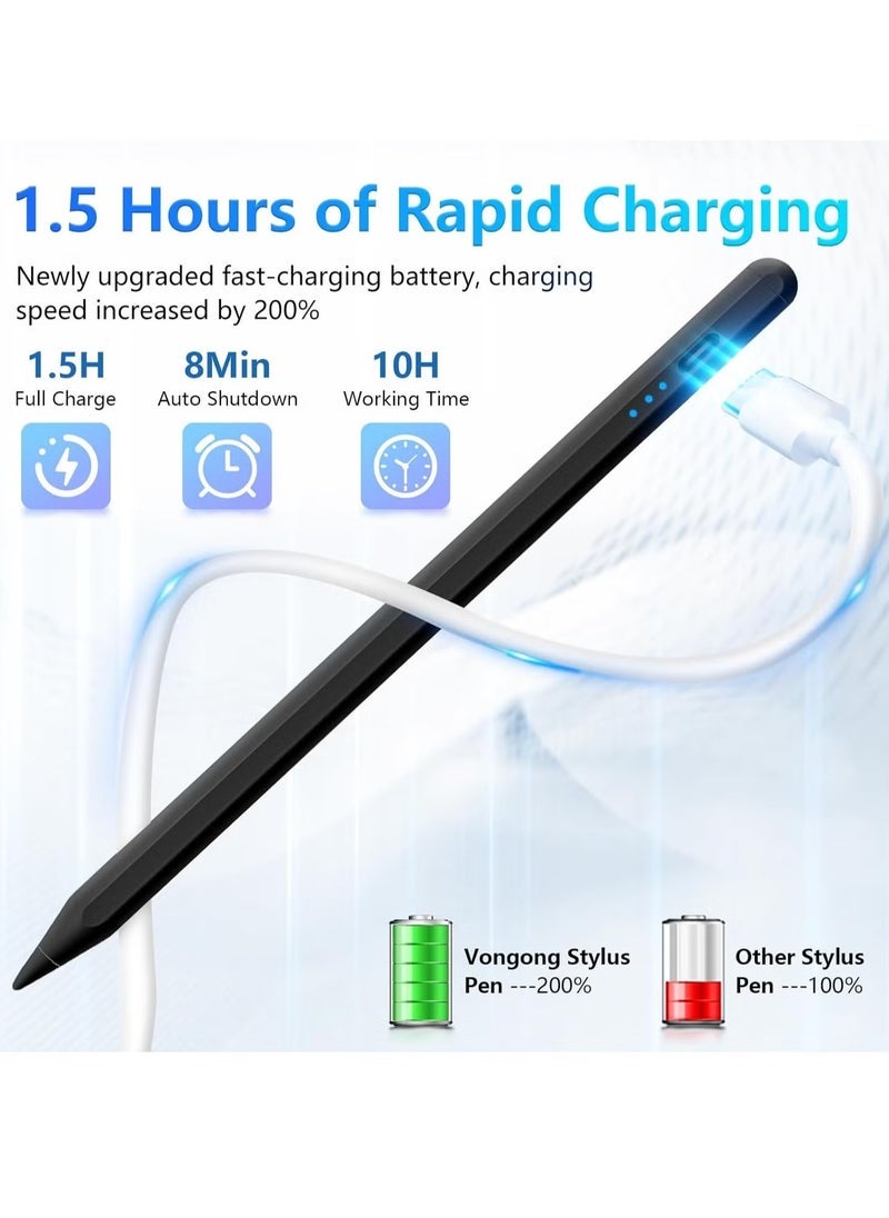 Gravity Stylus Pen for iPad 9th & 10th Generation | iPad Pencil 2nd Generation | Fast Charging Active Pencil Compatible with 2018-2024 Apple iPads | iPad Pro 11"/12.9"/M4, iPad Air 3/4/5/M2, iPad Mini 5/6 - Black - Image 3
