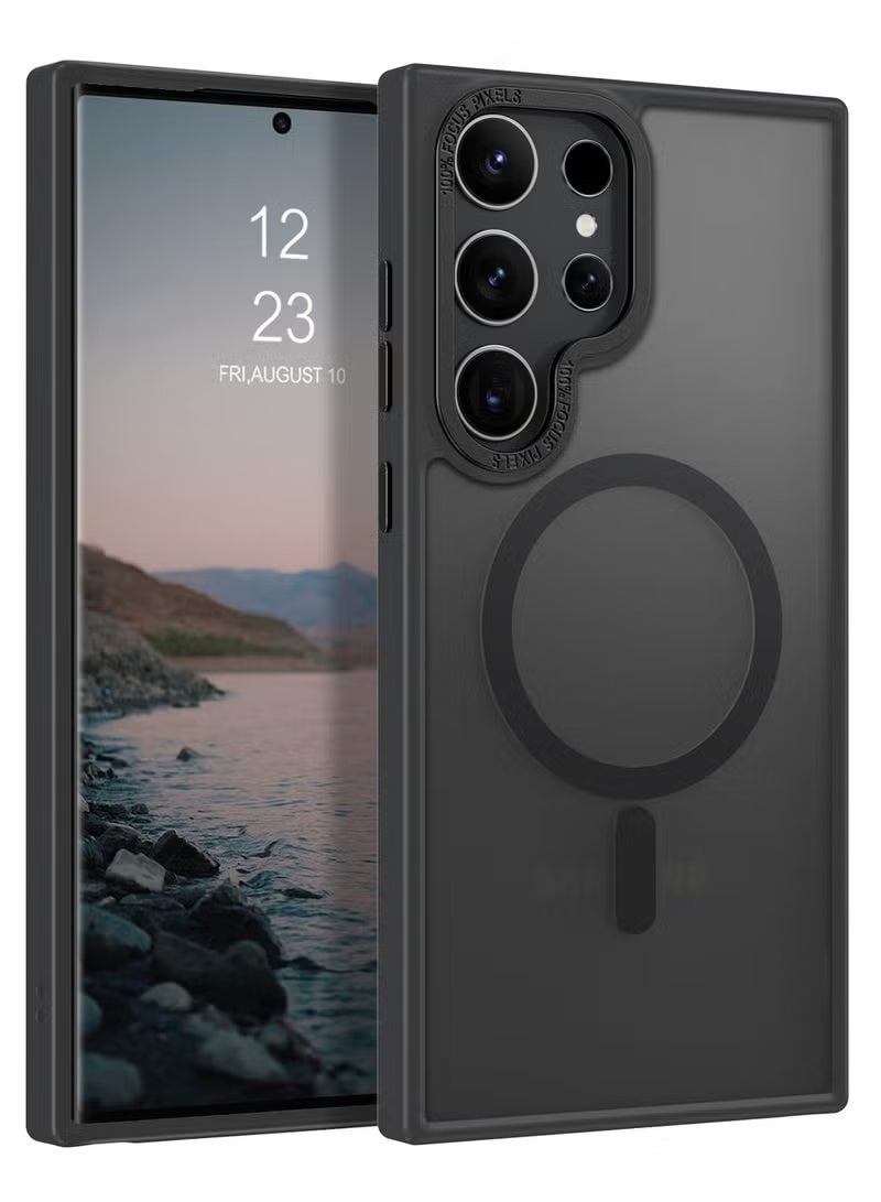 Gecomo for Samsung S23 Ultra Case, Compatible with MagSafe, Magnetic Translucent Matte Back Shockproof Cover with Strong Magnet, Slim Thin Full Protection Phone Case for Galaxy S23 Ultra 5G (Black) - Image 1