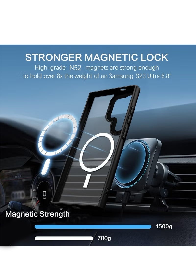 Gecomo for Samsung S23 Ultra Case, Compatible with MagSafe, Magnetic Translucent Matte Back Shockproof Cover with Strong Magnet, Slim Thin Full Protection Phone Case for Galaxy S23 Ultra 5G (Black) - Image 2