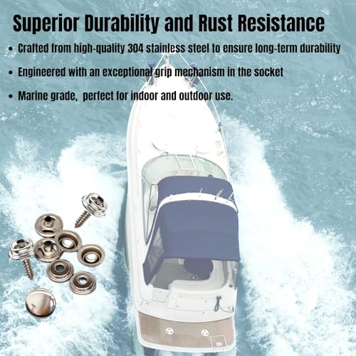 MinliGUY Stainless Steel Snaps, 210Pcs Marine Grade 15mm Snap Button Mixed with Screws & Press Stud Buttons, for Boat Canvas/Cover/Carpet/Cushion/Leather/Upholstery Snaps Replacement - Image 4