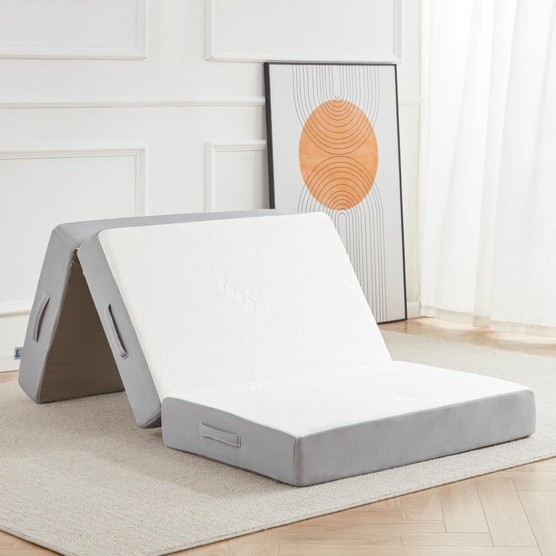 Lazyzizi Lazyzizi 6 Inch Memory Foam Trifold Bamboo Fiber Foldable Mattress for Camping Road Trip 
