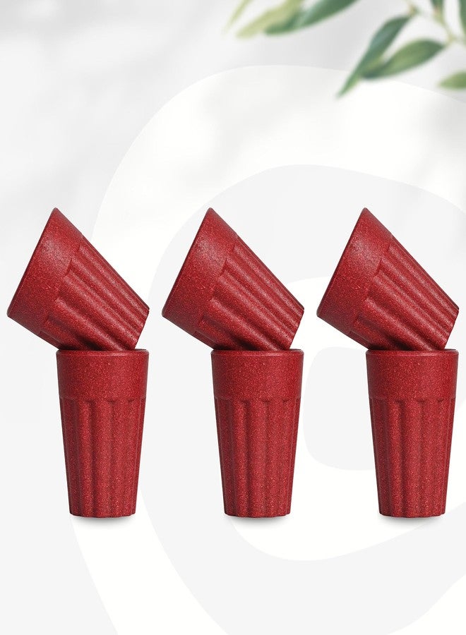 eha Set of 6 Earth-Friendly Cutting Chai Cups | 100 ml | Coffee Cup Made with Rice Husk & Bamboo Fibers | Microwave Safe Tea Set |Hot & Cold Coffee Mug, Milk & Tea Cup Set| Cora Color - Image 1