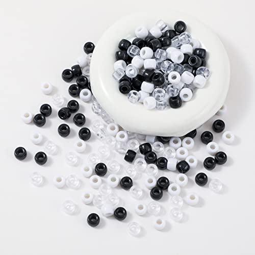 ANCADN 1000Pcs Black and White Pony Beads Hair Beads,Pony Beads Bulk,Beads for Bracelets Making (6 * 9black) - Image 4