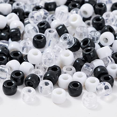 ANCADN 1000Pcs Black and White Pony Beads Hair Beads,Pony Beads Bulk,Beads for Bracelets Making (6 * 9black) - Image 3