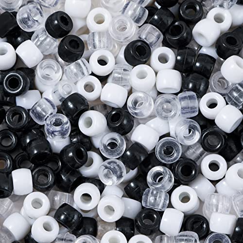 ANCADN 1000Pcs Black and White Pony Beads Hair Beads,Pony Beads Bulk,Beads for Bracelets Making (6 * 9black) - Image 1