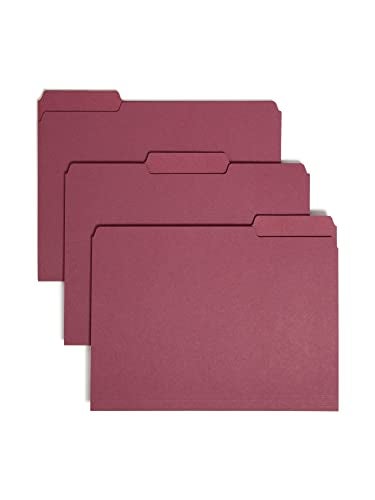 Smead Interior File Folder 13Cut Tab Letter Size Maroon 100 per Box Expandable File Folders for Filing Cabinet