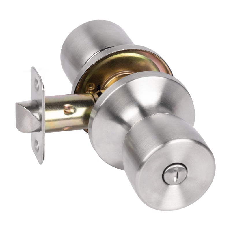 HOSOM Privacy Door Knob with Lock Interior Door Knob for Bedroom and Bathroom Keyless Doorknob with Round Ball Satin Nickel Door Knob Lock Interior Door Handle