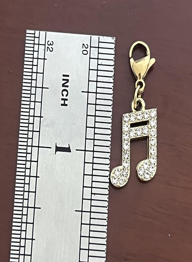 AMOBESTER Gold Rhinestone Music Note Clip on Pendant Charms for keychain DIY Necklace and Bracelet - Image 2
