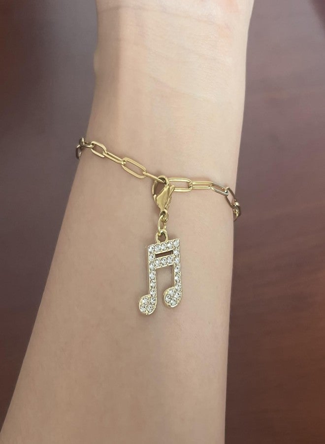 AMOBESTER Gold Rhinestone Music Note Clip on Pendant Charms for keychain DIY Necklace and Bracelet - Image 3