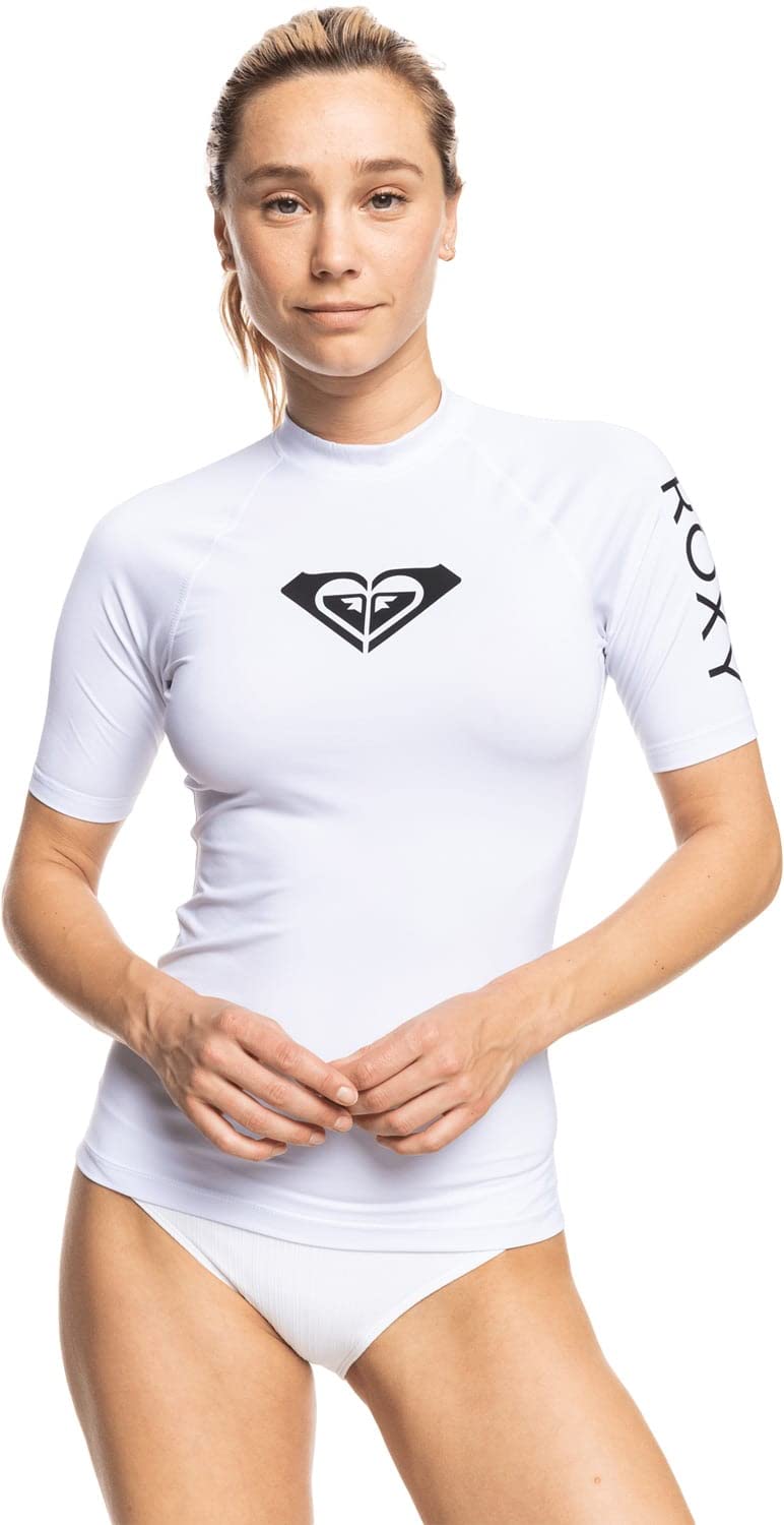Roxy Womens Whole Hearted Short Sleeve Rashguard UPF 50 Sun Protection Quick Dry Swim Shirt for Surfing and Outdoor Activities Bright White 22 Large - Image 2