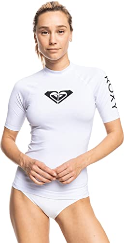 Roxy Womens Whole Hearted Short Sleeve Rashguard UPF 50 Sun Protection Quick Dry Swim Shirt for Surfing and Outdoor Activities Bright White 22 Large - Image 1
