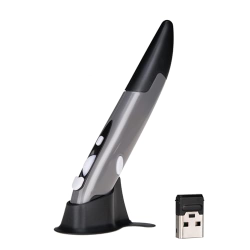 lychee Wireless Optical Pocket Pen Mouse, 2.4GHZ USB Wireless Optical Pen Mouse 800/1200/1600 DPI Adjustable Handwriting Mini Air Mice for PC Laptop Notebook Computer Mac (Grey) - Image 1