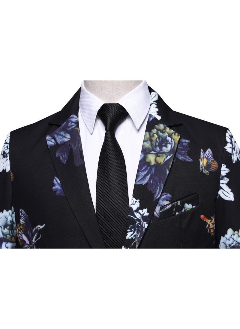 Shougu New Gentlemen's Fashionable Slim Fit Trend Lapel Floral Single Suit  - Image 5