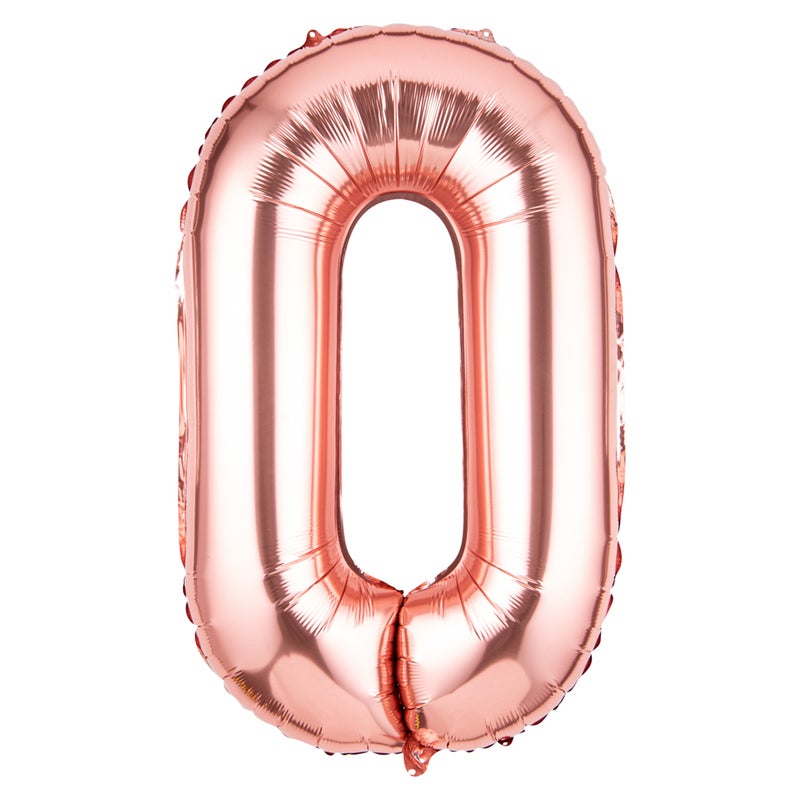 Restaurantware-Balloonify 40 Inch Number Balloon, 1 Large Digital Party Balloon - Number 0, Self-Sealing, Rose Gold Foil Mylar Balloon, Hanging Loop, Decoration For Birthday, Wedding, Or Graduation - Image 1