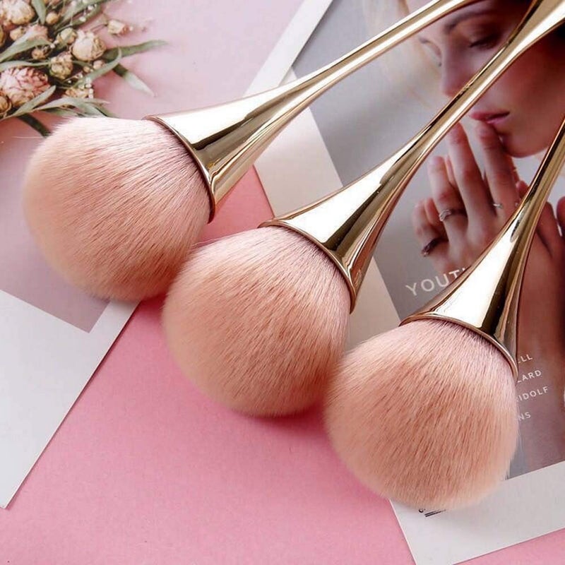 LINXI Large Mineral Powder Brush,Powder Brush and Blush Brush for Daily Makeup,Soft Fluffy Foundation Brush Blush Brush for Large Coverage Loose Powder Bronzer Blush Blending Buffing (Rose Gold) - Image 3