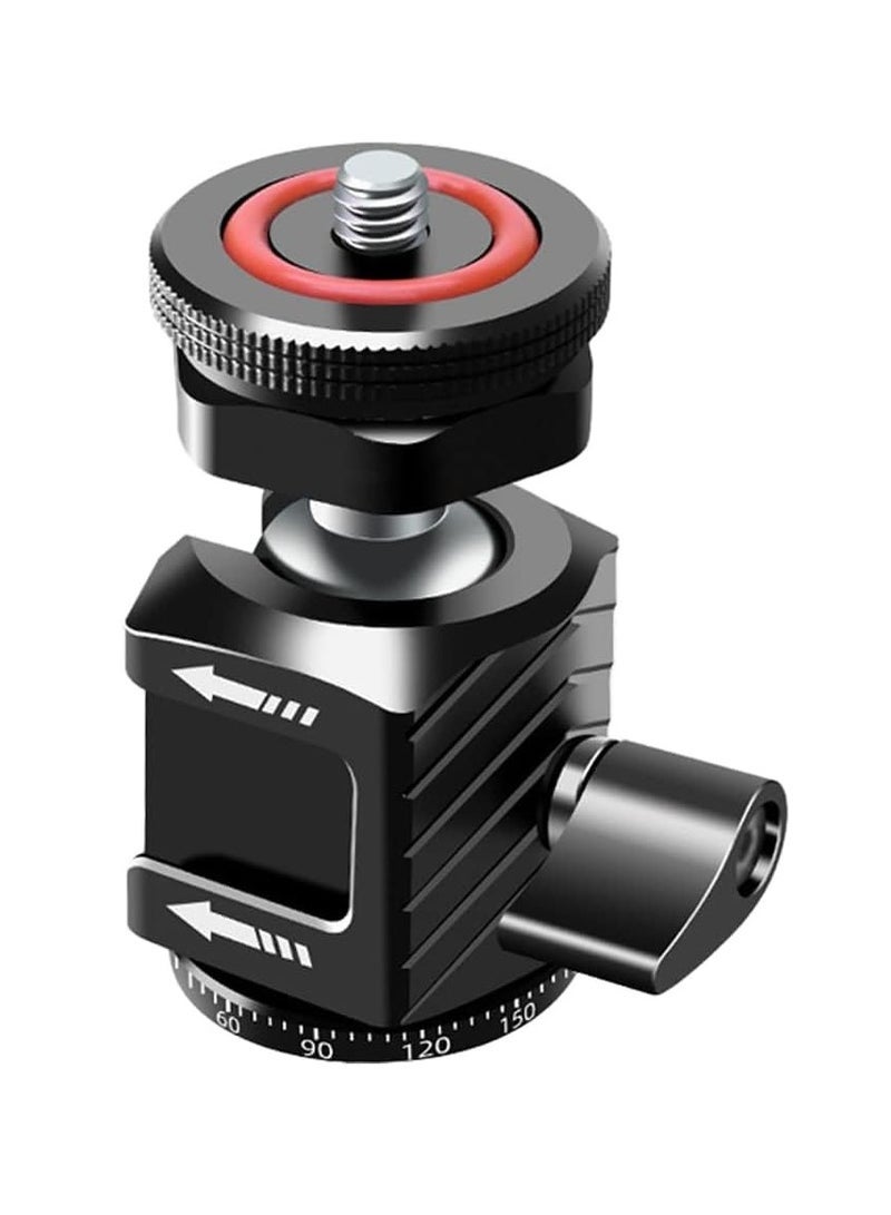 Ball Head with 3 Cold Shoe Slots and 1/4 Thread Mount, 3kg/6.6lbs Load, 360 Degree Swivel, Aluminium Alloy Build, Suitable for Cameras, Monitors, Video Lights, Tripods  - Image 1