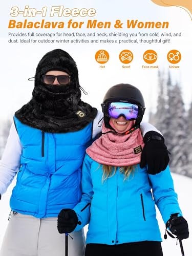 HAITHO Ski Mask Balaclava for Women Men, Winter Full Face Mask Hooded Scarf for Cold Weather, Thermal Fleece Head Cover Neck Warmer for Motorcycle Skiing Snowboarding-White - Image 5