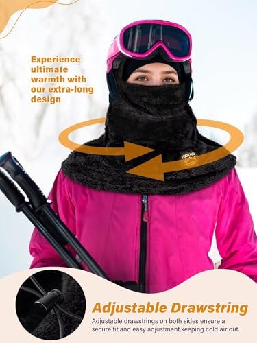 HAITHO Ski Mask Balaclava for Women Men, Winter Full Face Mask Hooded Scarf for Cold Weather, Thermal Fleece Head Cover Neck Warmer for Motorcycle Skiing Snowboarding-White - Image 3