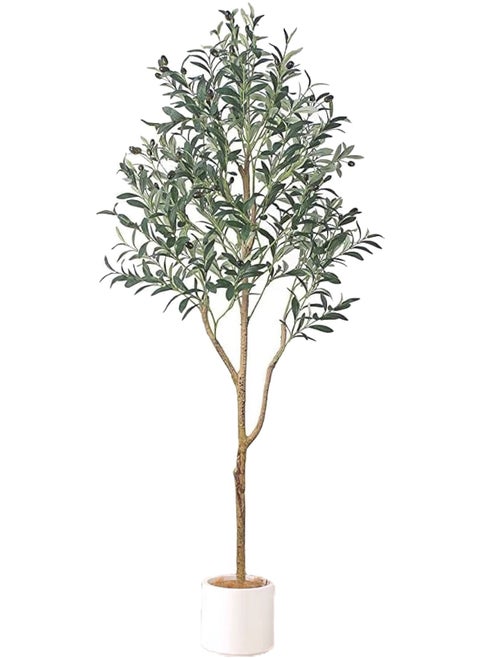 SINCHER NOON Artificial Olive Tree,150cm Olive Tree with Lifelike Olive Branches and Fruits,Perfect Lifelike Long Artificial Tree for Modern Home Decor Indoor And Outdoor,Office.（150cm）