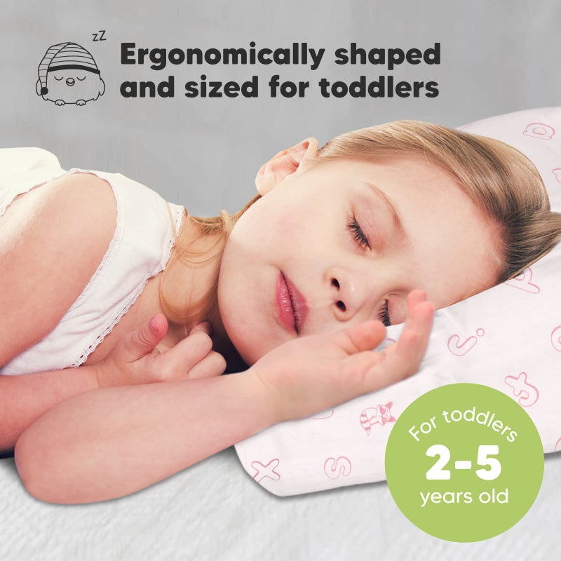 KeaBabies Toddler Pillow with Pillowcase - 13x18 My Little Dreamy Kids Travel Bed Pillows for Sleeping, Organic Cotton Small Pillowcase, Soft & Breathable, Machine Washable, Toddlers 2-5 (ABC Land Rose) - Image 2