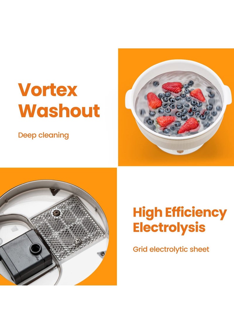 Arabest غسالة الفاكهة والخضروات، جهاز تنظيف الفاكهة وسلة الصرف وصينية عرض الفاكهة 3 في 1، فرشاة فواكه قابلة لإعادة الشحن عبر USB لتنقية أيونات الهيدروكسيل لتنظيف الفاكهة والخضروات - Image 4