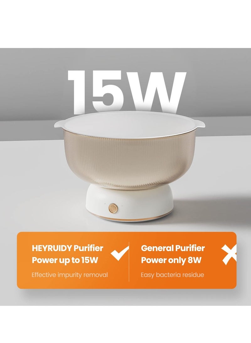 Arabest غسالة الفاكهة والخضروات، جهاز تنظيف الفاكهة وسلة الصرف وصينية عرض الفاكهة 3 في 1، فرشاة فواكه قابلة لإعادة الشحن عبر USB لتنقية أيونات الهيدروكسيل لتنظيف الفاكهة والخضروات - Image 3