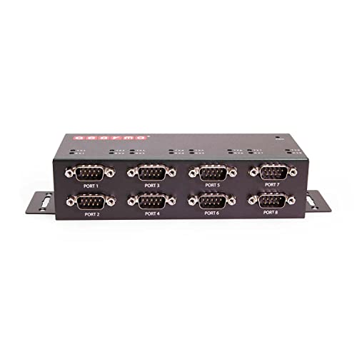 Gearmo Industrial 8 Port USB to Serial Adapter with FTDI Chipset, RX/TX LED Indicators, DIN Rail & Surface Mounting Brackets, Windows 11, 10, 8, 7 Support, Includes USB-A Cable - Image 2