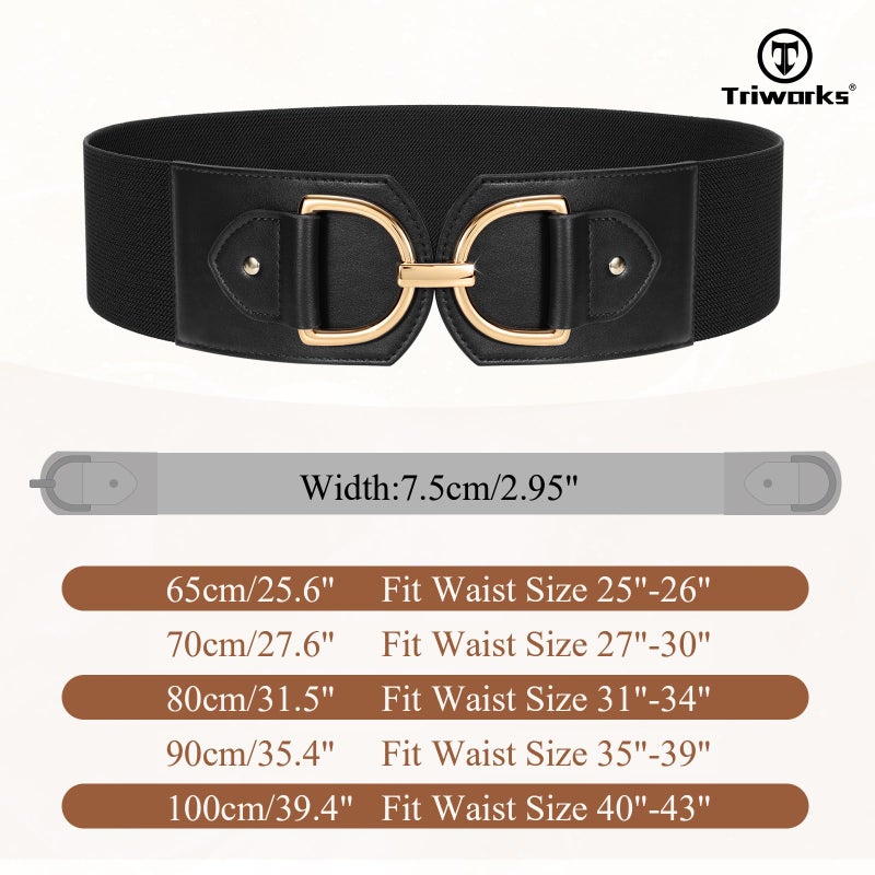 TRIWORKS Women Wide Elastic Waist Belt - Fashion Stretchy for Dresses, Halloween Cosplay - Image 3
