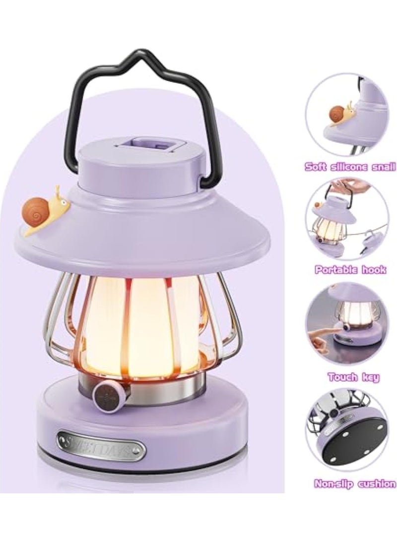Arabest مصباح للأطفال مجموعة مصباح يدوي مريح ضوء LED يعمل بالبطارية قابلة للشحن للاستخدام الداخلي والخارجي أساسي طاولة محمول ضوء ليلي هدية كهربائية فوانيس تخييم (بنفسجي) - Image 3