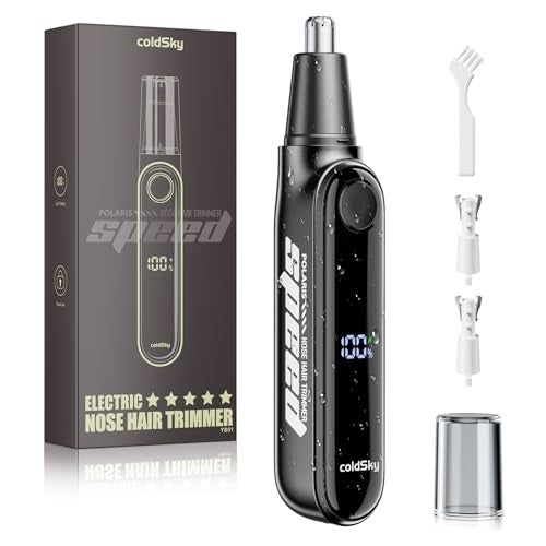 coldSky Nose Trimmer for Men, Painless Electric Nose Ear Hair Trimmer, USB Rechargeable Cordless Trimmer with Digital Display, Portable for Home & Travel (Black) - Image 1