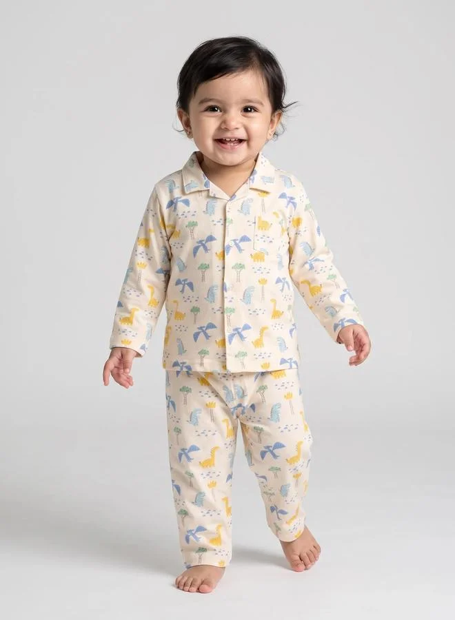 ستايلي Baby Boys Dino Print Shirt and Pyjama Set