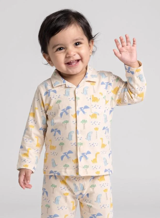 ستايلي Baby Boys Dino Print Shirt and Pyjama Set