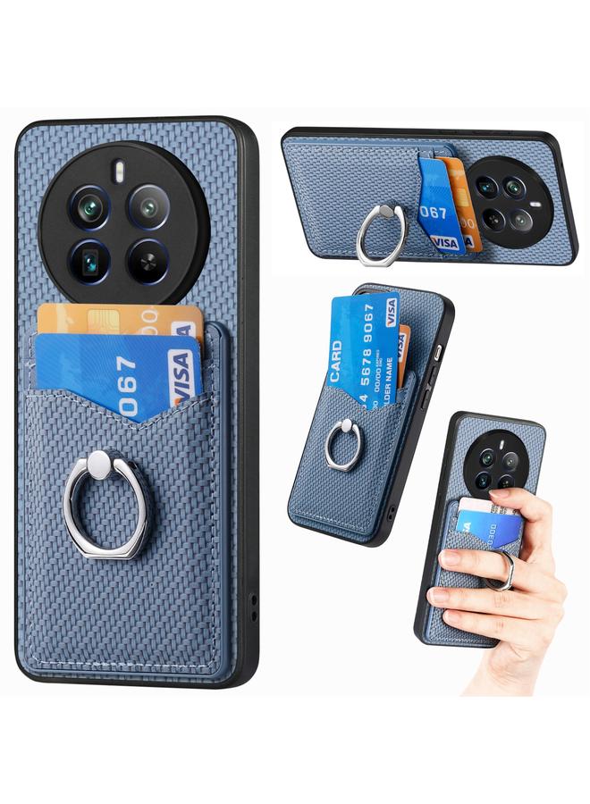 اس-توب جراب لهاتف Realme 12 Pro+ من ألياف الكربون مع محفظة للبطاقات وحلقة للهاتف - Image 1