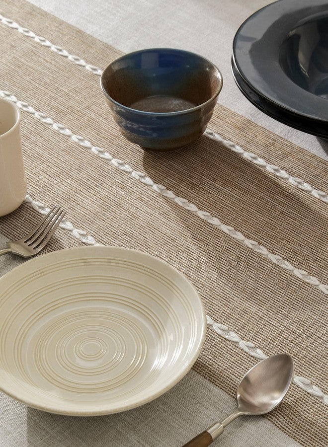 ZeeMart Contrast Linen Table Cloth Rectangle Table Cloths 52x70 Inch Brown, Farmhouse Style Heavy Weight Beige Tablecloth, Water Resistant Burlap Tablecloths - Image 5