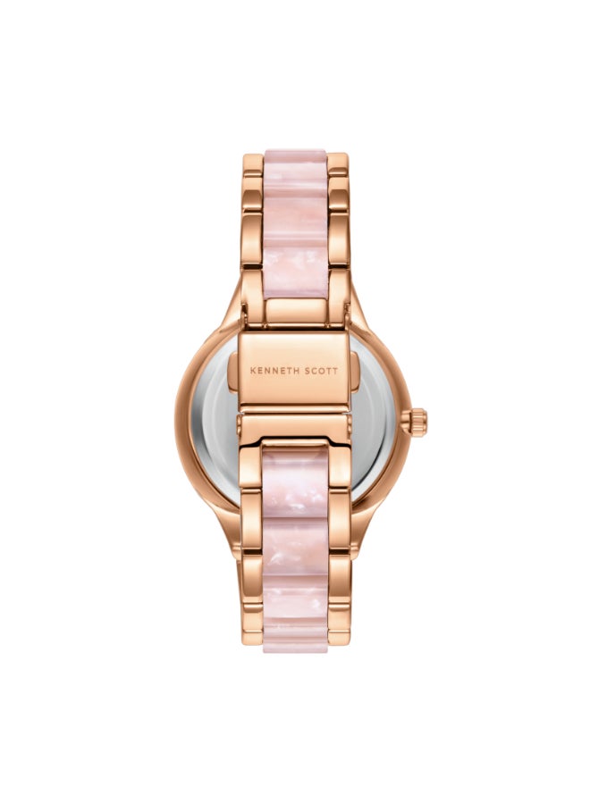 KENNETH SCOTT Women's Alloy and Acetate Plastic Multi Function Watch K24604-RCPP - 10.3 mm  - Image 3