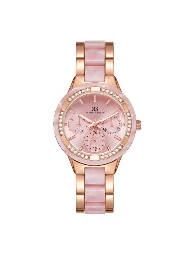 KENNETH SCOTT Women's Alloy and Acetate Plastic Multi Function Watch K24604-RCPP - 10.3 mm  - Image 1