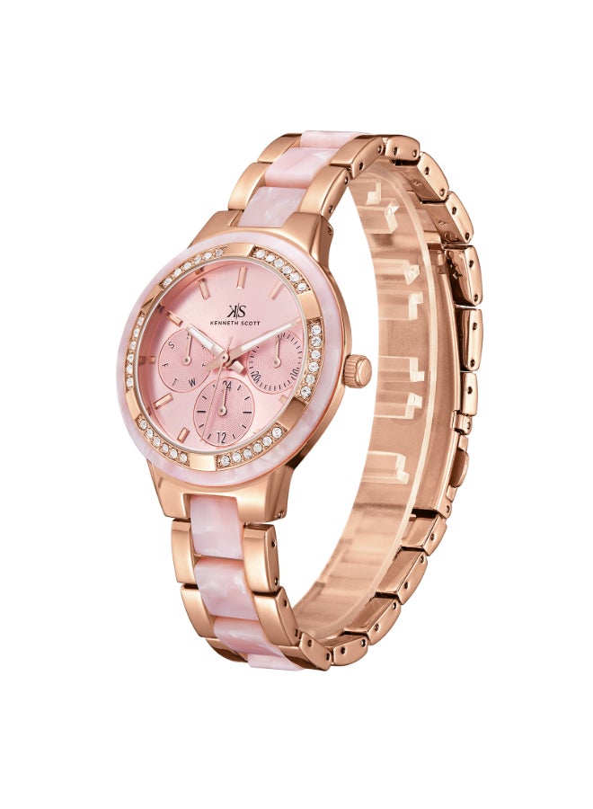 KENNETH SCOTT Women's Alloy and Acetate Plastic Multi Function Watch K24604-RCPP - 10.3 mm  - Image 2
