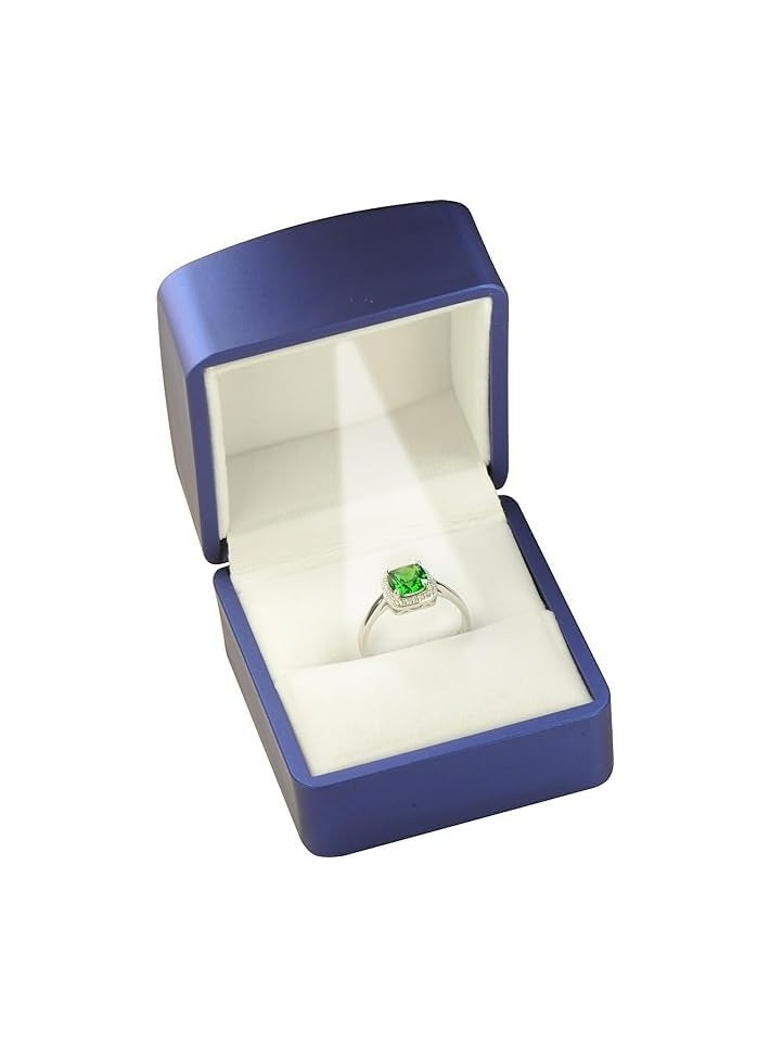 Generic BEST LED Blue Ring Box for Proposal - Wedding - Engagement - Luxury Arc Shaped Top Design LED Ring Jewelry Gift Box with Light for Men for Women. (Blue)  - Image 1
