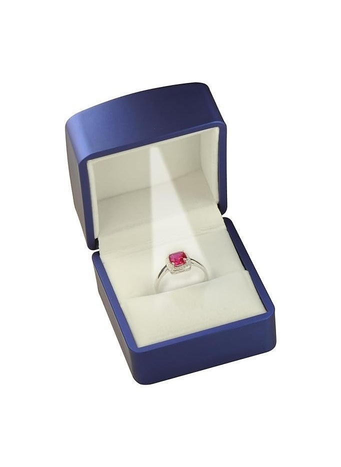 Generic BEST LED Blue Ring Box for Proposal - Wedding - Engagement - Luxury Arc Shaped Top Design LED Ring Jewelry Gift Box with Light for Men for Women. (Blue)  - Image 4
