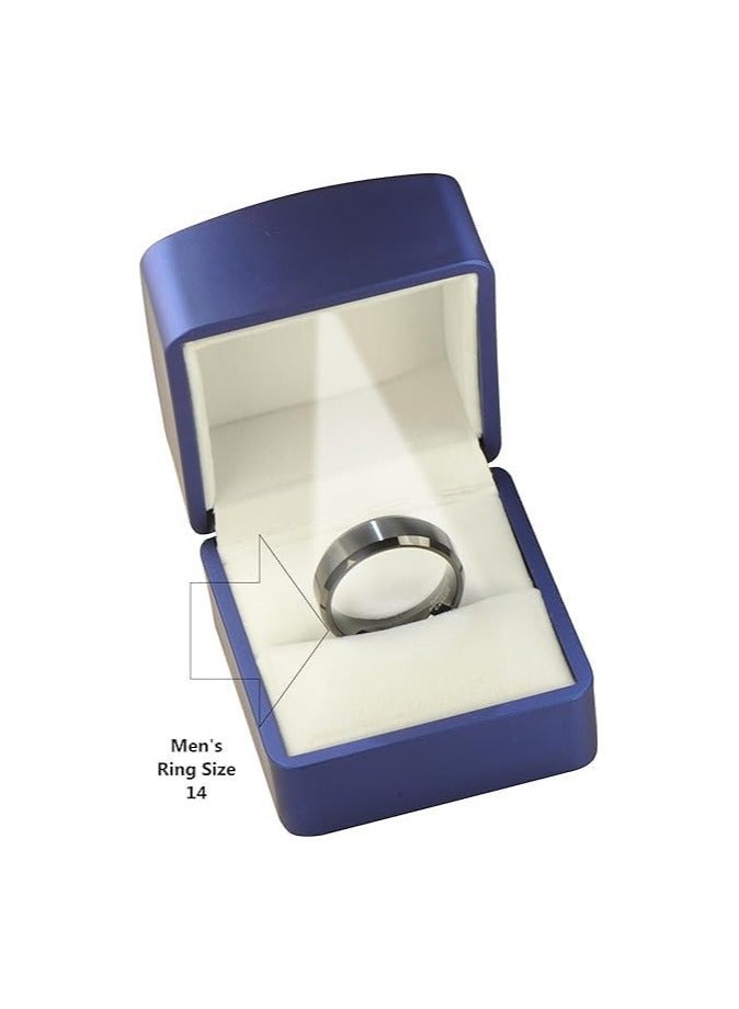 BEST LED Blue Ring Box for Proposal - Wedding - Engagement - Luxury Arc Shaped Top Design LED Ring Jewelry Gift Box with Light for Men for Women. (Blue) - Image 2