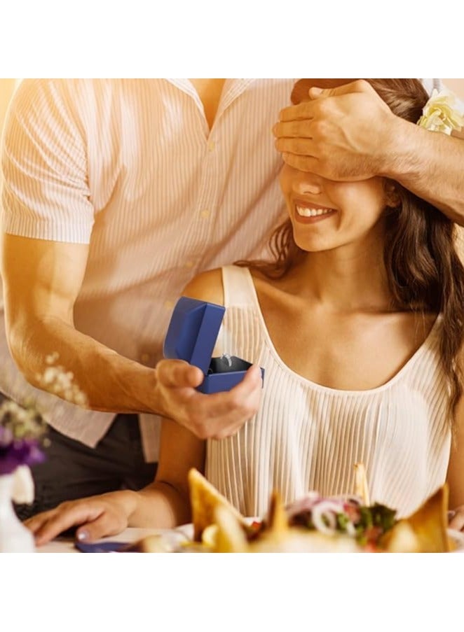 BEST LED Blue Ring Box for Proposal - Wedding - Engagement - Luxury Arc Shaped Top Design LED Ring Jewelry Gift Box with Light for Men for Women. (Blue) - Image 3