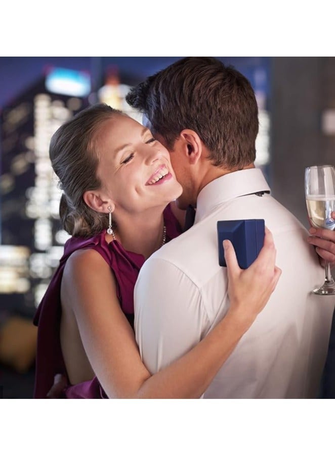 BEST LED Blue Ring Box for Proposal - Wedding - Engagement - Luxury Arc Shaped Top Design LED Ring Jewelry Gift Box with Light for Men for Women. (Blue) - Image 5